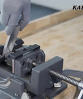 Person using 4 Inch Vise Mount Metal Brake Bender Attachment For 14 Gauge Steel And 1 Eighth Inch Aluminum Removable Finger Dies Magnetic Vice Mount 100mm Wide Built For Tough Diy Projects on wooden workbench