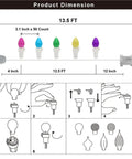 Easter LED String Lights 50 Count Glass C3 Bulbs Multi Color Pastel 120V End To End Connectable UL ETL Certified IP44 Outdoor White Wire