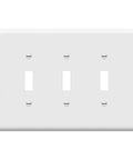 Toggle Light Switch Wall Plate Gloss Finish 3 Gang 4.88 X 6.77 Inches Mid Size Tough As Nails Polycarbonate Thermoplastic UL Listed White 8813M W Built To Last Heavy Duty Design For High Traffic Homes And Offices