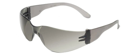 Bulk 30 Pack Rimless Safety Glasses Grey Wrap Around Style with anti-fog protection and smoked lenses for unisex use.