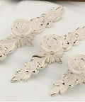 European Style Rose Cabinet Knob Set With Backplates 102mm Vintage Zinc Alloy Flower Drawer Pulls in ivory white and gold