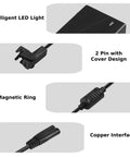 Universal 29V 2A 2 Pin AC DC Switching Power Supply Adapter features LED light, 2-pin cover, magnetic ring, copper interface