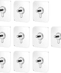 No Drill Wall Hooks Heavy Duty Adhesive Hangers For Kitchen, Bathroom And Home, Damage Free Picture Hanging, 10 Pack With Removable Non Marking Tape, Strong Grip For Towels, Coats, Bags And More white adhesive hooks pack