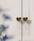 Antique Brass Heart Cabinet Knobs With Hammered Texture Solid Metal Drawer Pulls And Handles For Boho Nursery Dresser
