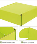 10 Pack Green Corrugated Shipping Boxes For Mailing And Transport, Sturdy No Tape Or Glue Assembly, close-up of box design and material