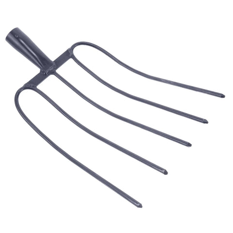 Beefy Heavy Duty Manure Fork For Farm And Garden, dark blue iron pitch fork with four tines, ideal for compost bedding and yard cleanup