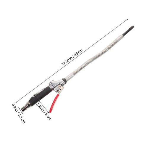 Heavy Duty Aluminum Air Blow Gun With 30cm Extension Nozzle Adjustable Flow Control For Delicate Tool Cleaning And Tough Debris Removal Extended Reach For Hard To Access Areas Versatile Pro Pneumatic Dust Blaster, 45 cm