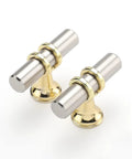 10 Pack Cabinet Knobs In Brushed Nickel And Gold Finishes, T Bar Pulls For Kitchen Cabinets And Furniture, Single Hole Design