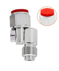 Seven Eighths Inch Thread Swivel Joint For Airless Paint Sprayers, 180 Degree Angled Adapter, 3600 PSI Max, Fits Graco Titan Wagner Tip Extensions And Heavy Duty Extensions For Spray Pros, chrome with red cap
