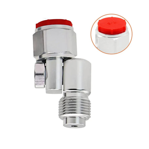 Seven Eighths Inch Thread Swivel Joint For Airless Paint Sprayers, 180 Degree Angled Adapter, 3600 PSI Max, Fits Graco Titan Wagner Tip Extensions And Heavy Duty Extensions For Spray Pros, chrome with red cap