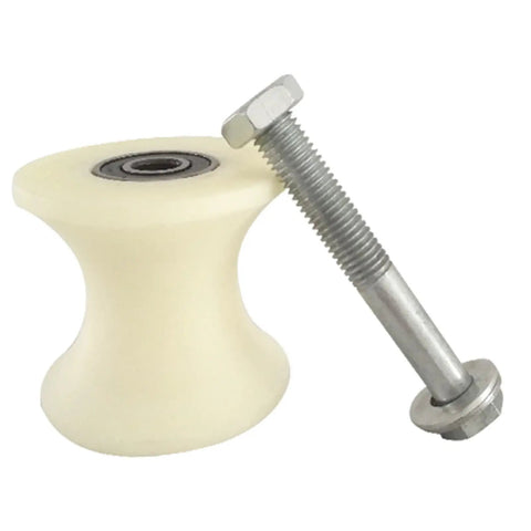 Heavy Duty 50mm Groove Width Round Tube U Shaped Pulley With Base Bearing Roller Bracket Movable Cable Guide Wheel, milky white