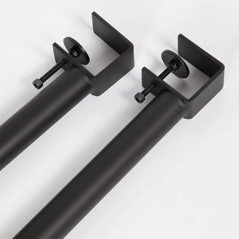 Badass Adjustable Telescopic Table Legs With F Shape Clamp Mount Black Steel Support Hardware For Diy Console And Dining Desk, close up of clamps.