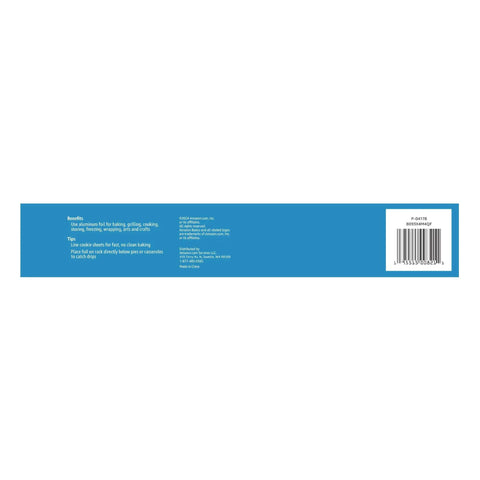 Product label for Heavy Duty Aluminum Foil Roll For Cooking And Grilling, Oven Safe, Grill Ready, 125 Square Feet, Pack Of 1.