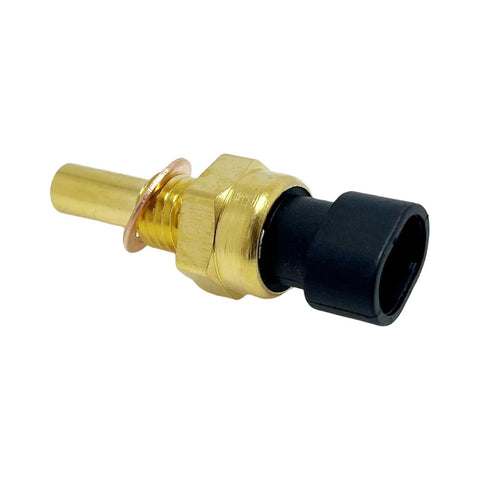 Coolant temperature sensor YCUPONE, side view, brass body with black plastic connector