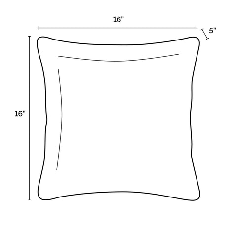 Diagram of Outdoor Toss Pillows Set Of 2 16 By 16 Inches All Weather Rain Proof Fade Resistant Sapphire Blue Cushions dimensions