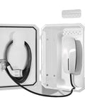 Wall Mounted 1.2MM Cold Rolled Steel EV Charger Protection Box for Tesla, featuring an open design with a charging cable inside.