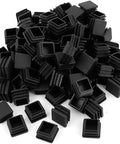 Pile of 100 Pack 1 Inch Square Plastic Tube End Plugs For 1 Inch Outside Diameter Square Tubing, Durable Black Chair Glide Caps