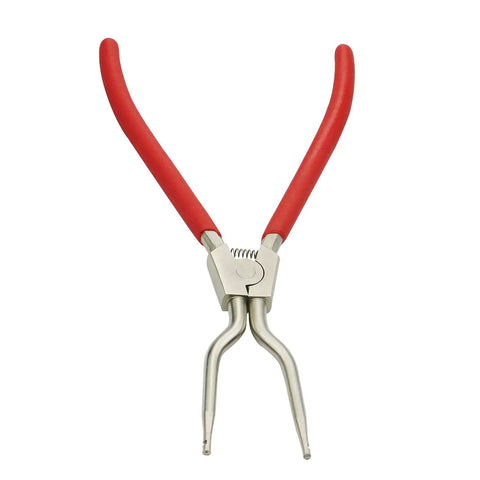 Kick Ass Washing Machine Spring Removal Tool For Inner And Outer Basin Expansion Replacement Part Compatible With LG And Samsung Appliances Rock Solid All Steel Galvanized Body Built In Spring Fixes Rusted Jams Replaces TJTSE1 1268535 AH3569695 with red handles and stainless steel tips.