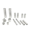 Five Hundred Piece HRC62 Bearing Steel Cylindrical Dowel Pins for Precision Alignment and Locating, various sizes displayed