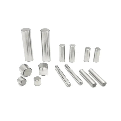 Five Hundred Piece HRC62 Bearing Steel Cylindrical Dowel Pins for Precision Alignment and Locating, various sizes displayed