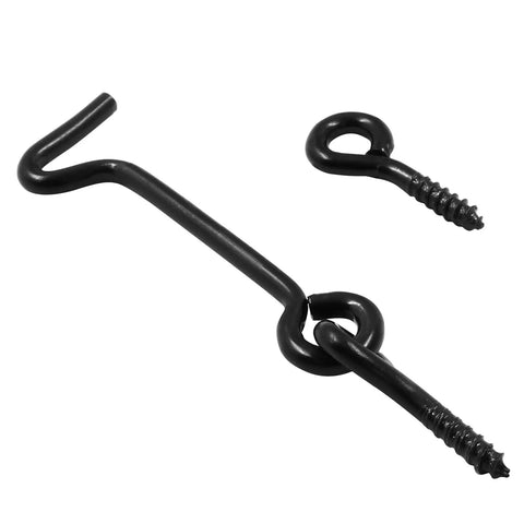 6 Pack Black Cabin Hook Eye Latch For Wood Doors Windows Badass Grip No Sweat Install Killer Security Slick Finish Dope Value Top Tier Craftsmanship Proven Reliability, zinc latch hooks size 63.5x19mm.