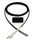 Standard Fiber Optic Sensor With Through Beam Sensing And LED Indicator Built For Tight Spaces And Harsh Environments displayed with cables