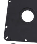 Heavy Lifter Router Lift For Weekend Warriors Featuring Micro Pinpoint Dial Adjustments Plug And Play four ring system close-up of black router lift base plate