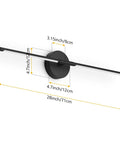 Set Of Two 28 Inch Black Linear Wall Sconce Hardwired 3000K Warm Led Light Fixture 360 Degree Swivel top view with dimensions.