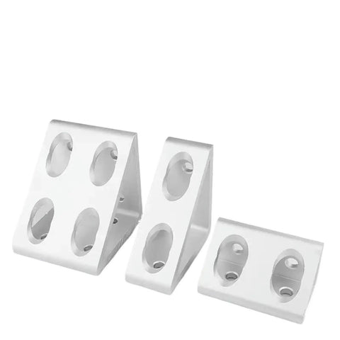 Built Different Right Angle Triangle Block Connector Brackets For 2020 3030 4040 Aluminum Extrusion Profiles set of three metal connectors.