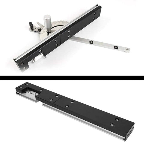 Heavy Duty Aluminum Box Joint Jig For Miter Gauge Table Saws And Router Tables Dead Accurate woodworking guide fixture angled view.