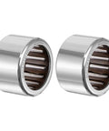 Two silver needle roller bearings, 1 in OD, 3/4 in bore, 5/8 in width, side-angle view