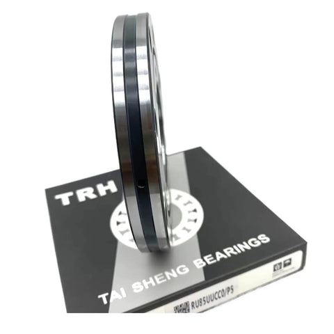 Precision Cross Roller Slewing Bearing RU85 RU85UU RU85UUCC0 for Robot Arm shown side view on packaging.