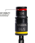 Close-up of All In One Flip Socket Set With Magnetic One Fourth Inch Bit Holder And Five Sixteenth Inch Hex, showing color-coded size markings.