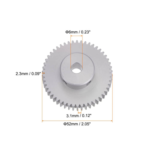 6mm Bore 50T Aluminum Spur Gear For RC Cars Mod 1 Beefed Up Motor Gearbox Reduction Gear Replacement Part 52mm Outer Diameter 20mm Thick 3.1mm Pitch 10mm Tooth Length