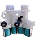 Water Inlet Solenoid Valve For Washing Machine 120V With 4 Port Design No Fuss Easy Install Cyan Long Lasting Plastic Construction Replacement Part For W11096268 And W11165546, front view