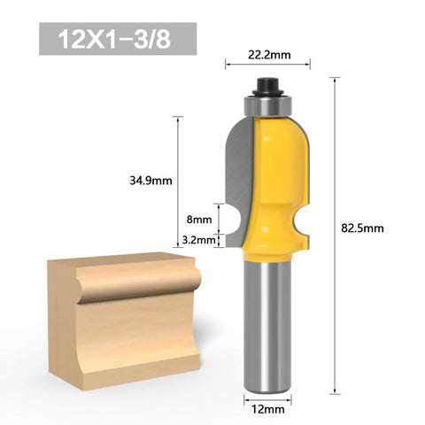 Get Your Hands On This 1/2 Inch Shank Architectural Molding Router Bit For Smooth Flush Trimming Of Laminate and Veneer With Precision Face Milling Perfection Every Single Time For Serious Woodworking Pros Who Demand Flawless Edges, showing dimensions and detail.