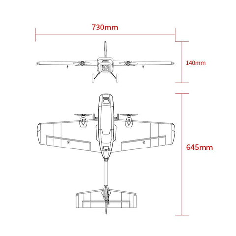 730mm Wingspan Fixed Wing RC Plane With EPP Foam ABS And Carbon Fiber Build Dual Motors Power Upgraded Flight Control System diagram