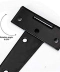 Close-up of Heavy Duty Metal T Hinge With A Smooth 270 Degree Swivel Action And Rust Resistant Black Paint Finish.
