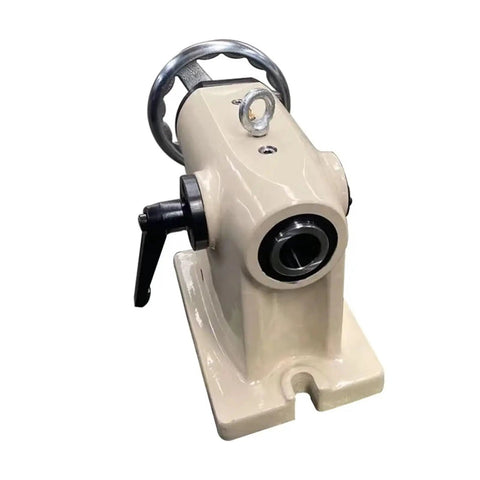 Heavy Workhorse Four Axis CNC Indexing Head Featuring Manually Adjustable Cast Iron Tailstock Plus Rapid Ejector Pin Setup For Mill Drill Lathe Projects Now - close-up view of manual tailstock.
