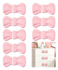 Top Tier Pink Bow Ceramic Cabinet Knobs And Decorative Drawer Pulls With Mounting Screws for Single Hole Furniture, 10pc set, ceramic material.