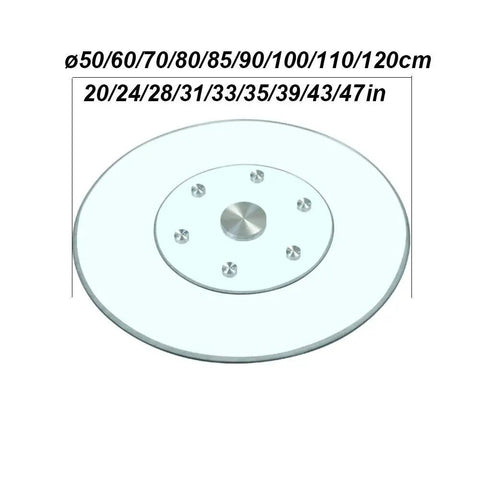 Heavy Duty Swivel Lazy Susan Turntable With Clear Glass Surface 360 Degree Rotating Serving Plate Aluminum Alloy Bearing