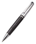 Rotary 0.5mm Ballpoint Pen Set With Leather Grip, Metal Body And Smooth Gel Ink, Refillable Refills, pen angled on white background