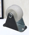 12 Pcs White PP Nylon Chair Caster Wheels for Office Furniture 1, transparent wheel on metal bracket, ideal for smooth furniture movement.