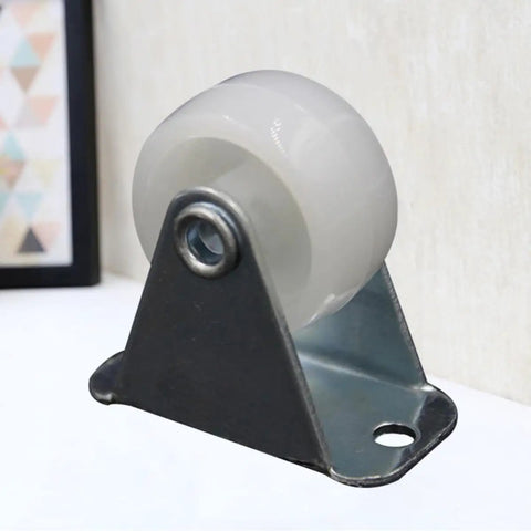 12 Pcs White PP Nylon Chair Caster Wheels for Office Furniture 1, transparent wheel on metal bracket, ideal for smooth furniture movement.