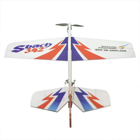 Sbach342 39 Inch EPP Foam RC Plane Kit For Newbies To Pros, rear view of airplane tail and wings display vibrant colors and decals.