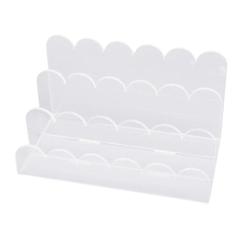 Clear 3 Slot Desktop Letter Holder With Wavy Design Acrylic Mail Tray for home office use, angled view