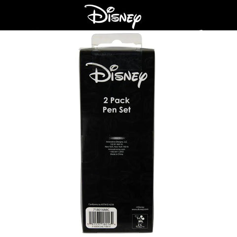 Back of Disney packaging for Mickey Mouse Pen Set 2 Pack Click Pens For School, Journaling, And Everyday Note Taking