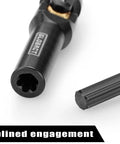 Stainless Steel RC Driveshaft For 1 To 10 Crawler Upgrade Compatible With TRX4 And SCX10 90046 Axial, 86 To 105 Mm Heavy Duty CNC Machined Rust Resistant High Strength Drive Shaft For Traxxas RC Cars, splined engagement end close-up