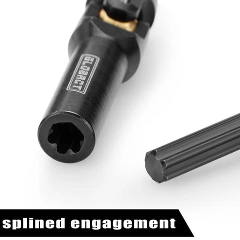 Stainless Steel RC Driveshaft For 1 To 10 Crawler Upgrade Compatible With TRX4 And SCX10 90046 Axial, 86 To 105 Mm Heavy Duty CNC Machined Rust Resistant High Strength Drive Shaft For Traxxas RC Cars, splined engagement end close-up