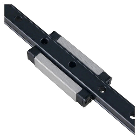 Close-up of MGN12 Linear Guide Rail Kit With MGN H Carriage 700mm And 100 To 1000mm Length Range, heavy-duty aluminum rail guide for CNC DIY machines.